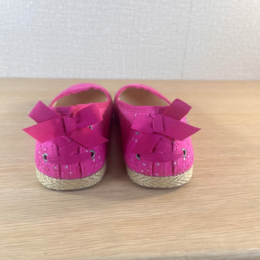 UGG Indah Ballet Flats Pink Eyelet Espadrille Bow Slip On Shoes Women's 6 - Picture 5 of 11